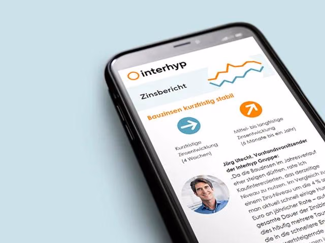 Beispielansicht des Interhyp-Newsletters auf einem Smartphone.