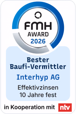 FMH Award 2026 in der Kategorie "Bester Baufinanzierungsvermittler", Effektivzinsen 10 Jahre fest