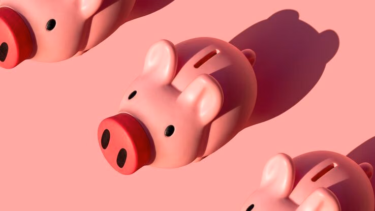 Sparschweine als Symbol für Budget, Baufinanzierung und Immobilienkauf